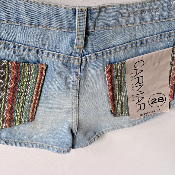 Carmar Stacy Jean denim high rise shorts, non-stretch. Boho Shorts, Size 28, NWT - Picture 7 of 7